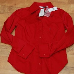 New York & Company Red Collared  Shirt, NWT